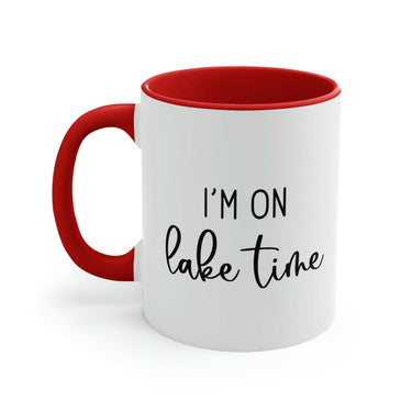 I'm On Lake Time Ceramic Beach Coffee Mug, 5 Colors Mugs New England Trading Co Red
